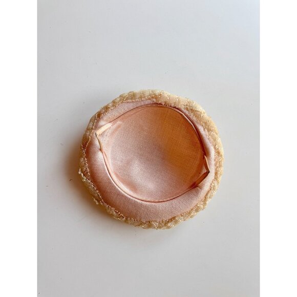 Vintage Pale Peach Pink Sinamay Curly Straw Trim Bumper Capulet Hat - Picture 10 of 14